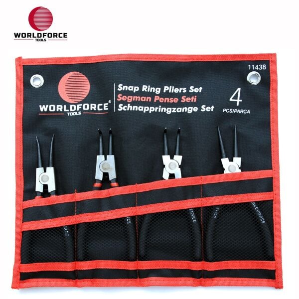 4 Parça 180 mm Segman Pense Seti İç ve Dış Segman Pense Seti S2 Çelik Profesyonel