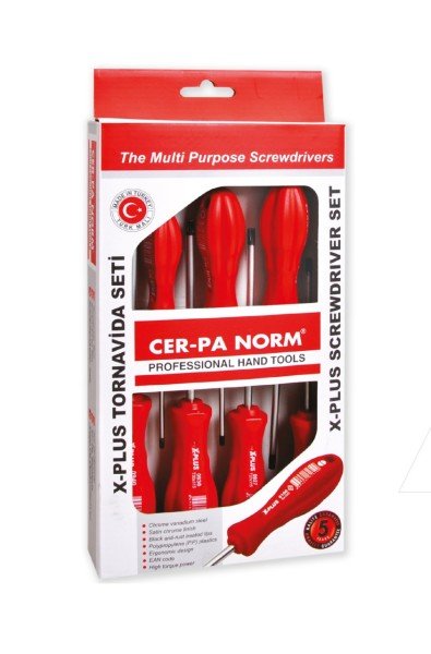 Cerpa Norm 5 Parça X-Plus Düz Yıldız Tornavida Seti 1006 22 6005