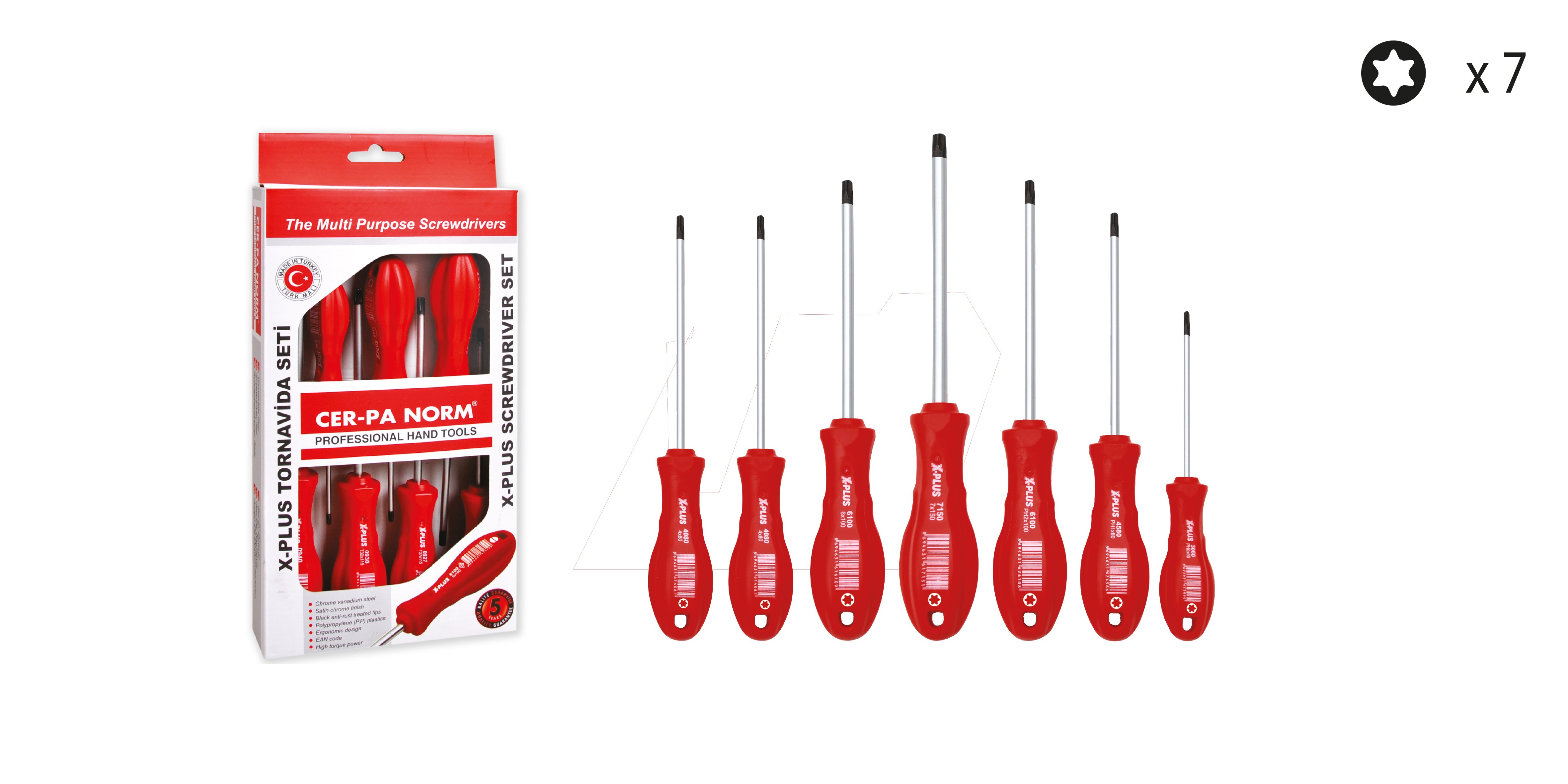 Cerpa Norm 7 Parça X-Plus Torx Tornavida Seti 1006 22 6700