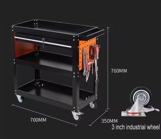 Tek Çekmeceli Aksesuarlı Demonte Metal Takım Taşıma Arabası