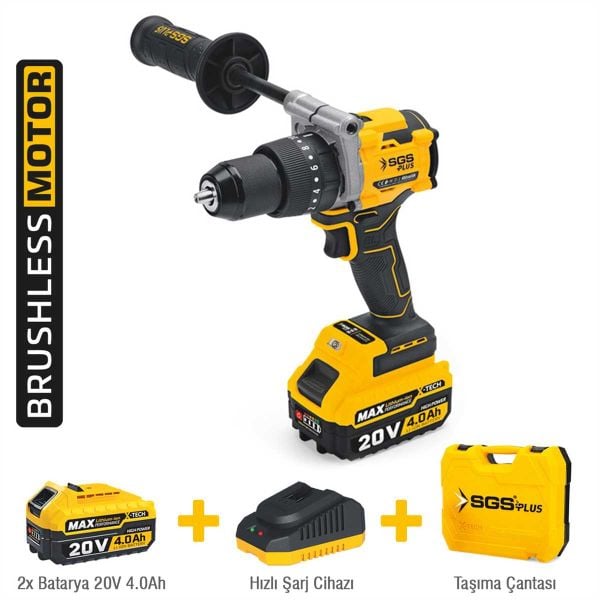 SGS 5533 DARBELİ MATKAP SETİ 20 VOLT 130 Nm Tork 2*4.0Ah (KÖMÜRSÜZ MOTOR)