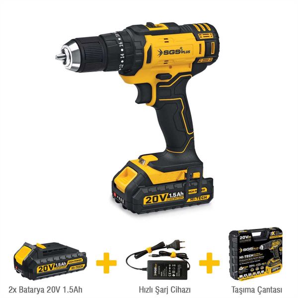 SGS 5248 AKÜLÜ VİDALAMA SETİ DARBELİ 20 VOLT (1.5Ah)