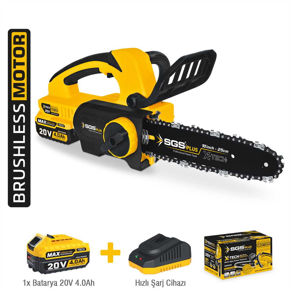 SGS 5320B AKÜLÜ AĞAÇ KESME TESTERESİ 20V 25 CM (KÖMÜRSÜZ MOTOR) (akü dahil)