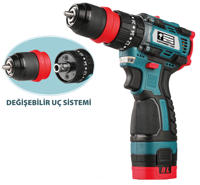 CATPOWER KÖMÜRSÜZ DARBELİ AKÜLÜ VİDALAMA 16V Lİ-İON 2.0Ah CAT1360