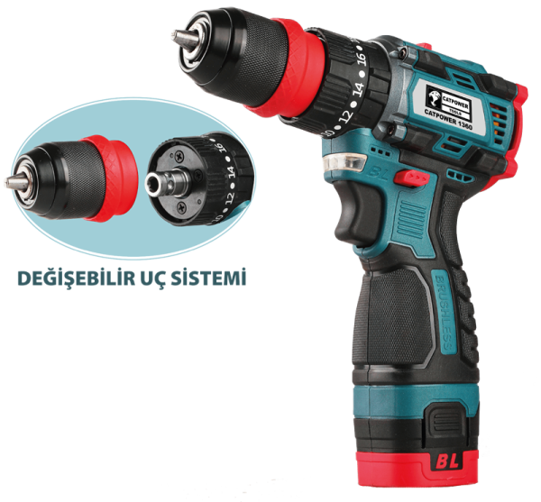 CATPOWER KÖMÜRSÜZ DARBELİ AKÜLÜ VİDALAMA 16V Lİ-İON 2.0Ah CAT1360