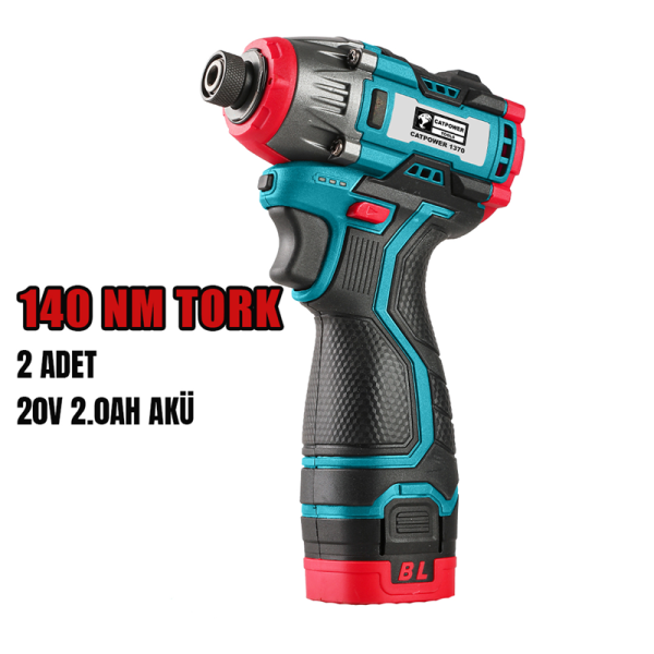 CATPOWER KÖMÜRSÜZ AKÜLÜ TORKLU VİDALAMA 16V Lİ-İON 2.0Ah CAT1370