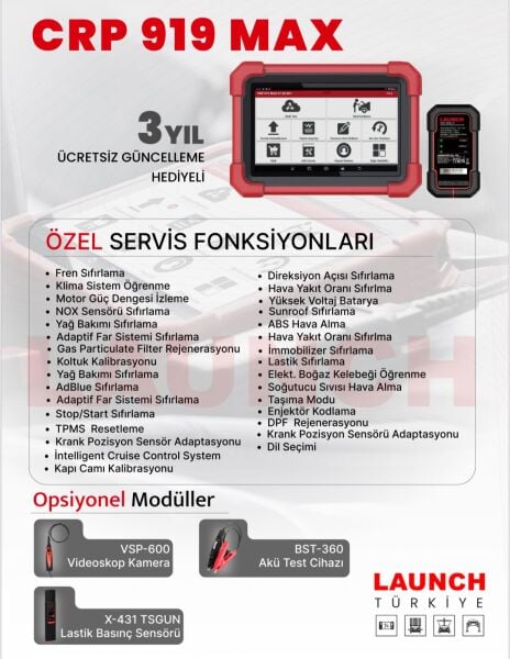X-431 LAUNCH ARIZA TESPİT CİHAZI CRP 919 MAX