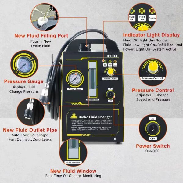 Fren Hidrolik Değişim Cihazı 220v ve 16 Parça Kapak Seti