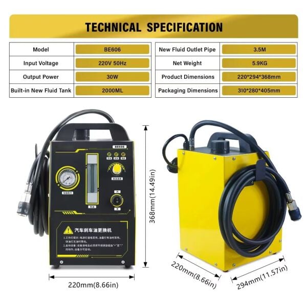Fren Hidrolik Değişim Cihazı 220v ve 16 Parça Kapak Seti