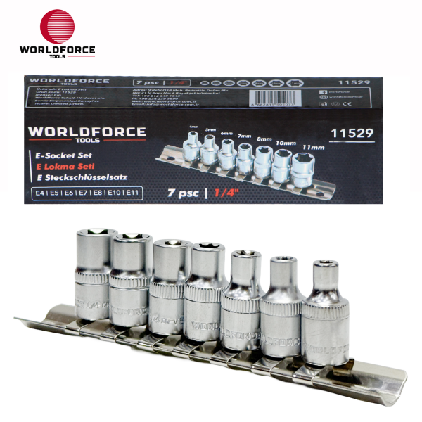 E Lokma Seti 7 Parça 1/4\'\' (E4,E5,E6,E7,E8,E10,E11mm)