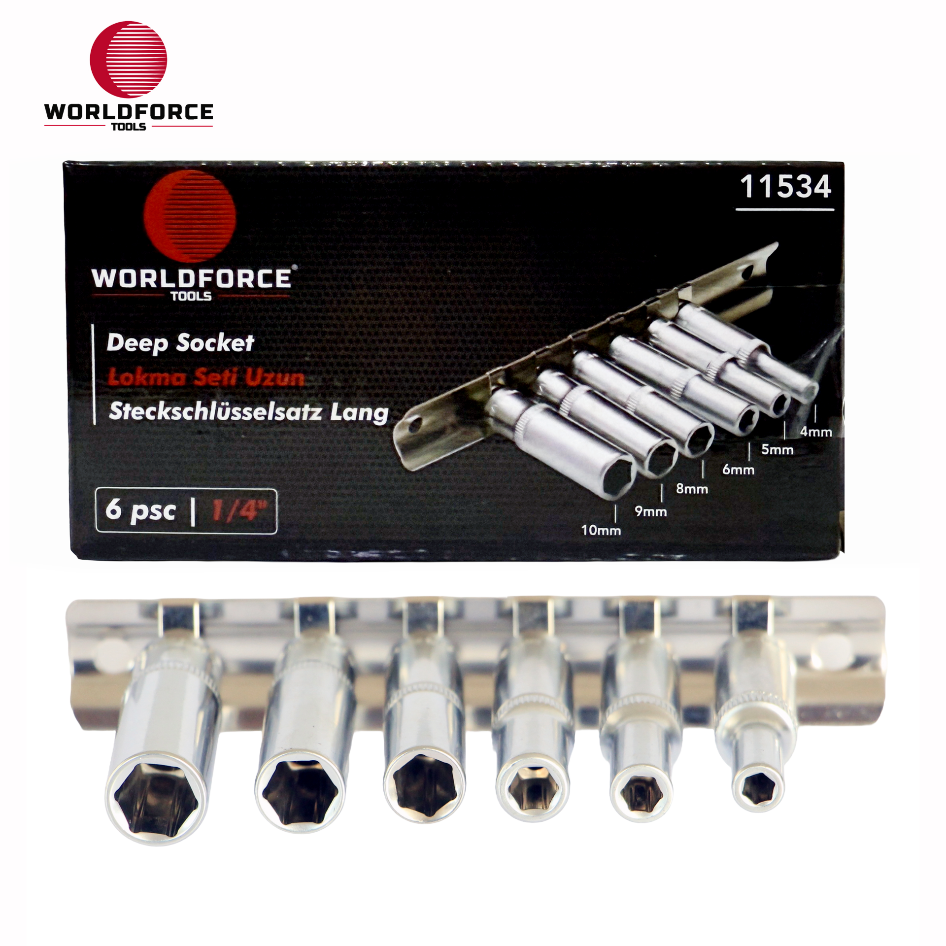 Lokma Seti Uzun 6 Parça 1/4\'\' 6 Köşe (4,5,6,8,9,10mm)