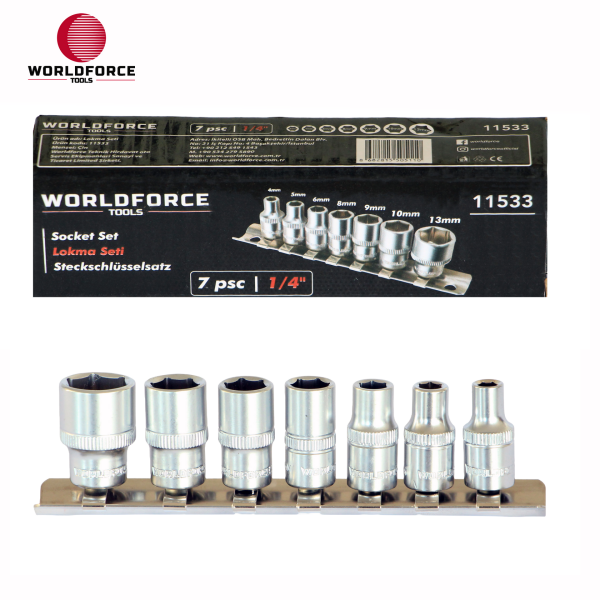 Lokma Seti 7 Parça 1/4\'\' 6 Köşe (4,5,6,8,9,10,13mm)