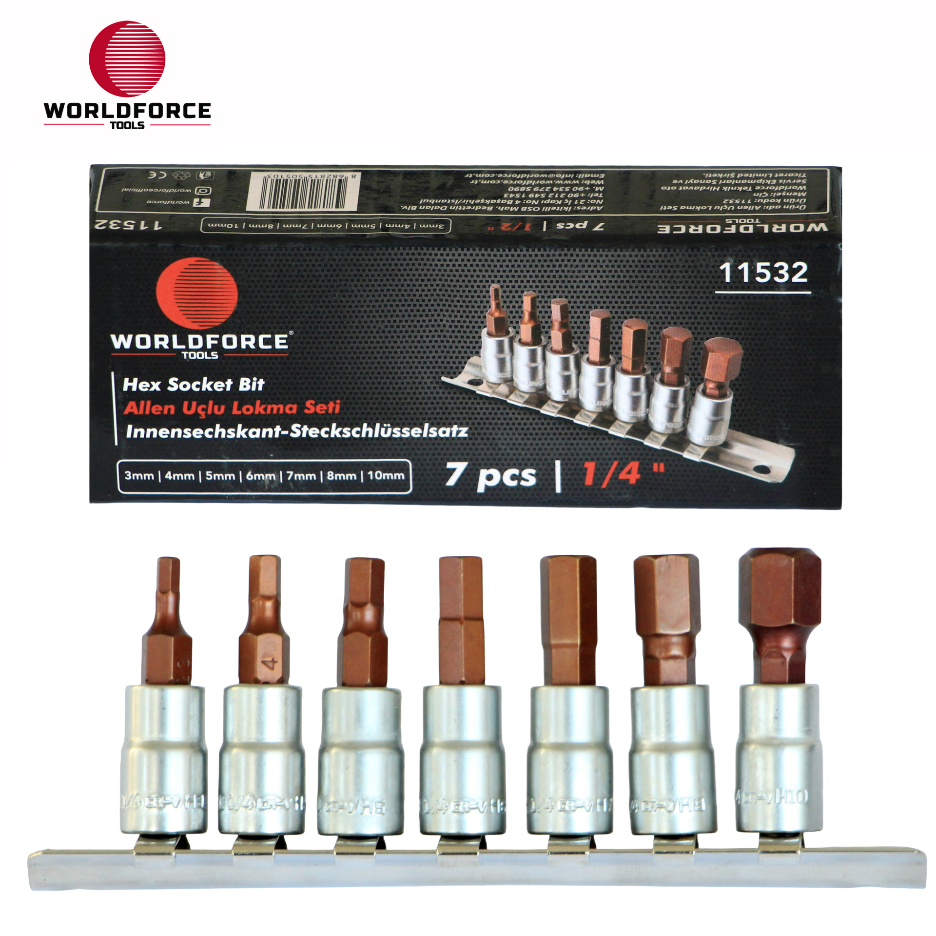 Allen Uçlu Lokma Seti 7 Parça 1/4\'\' (3,4,5,6,7,8,10mm)