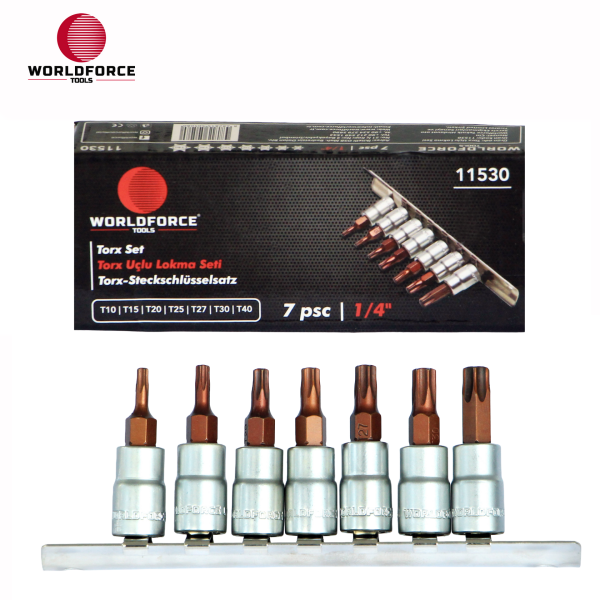 Torx Uçlu Lokma Seti 7 Parça 1/4\'\' (T10,T15,T20,T25,T27,T30,T40)