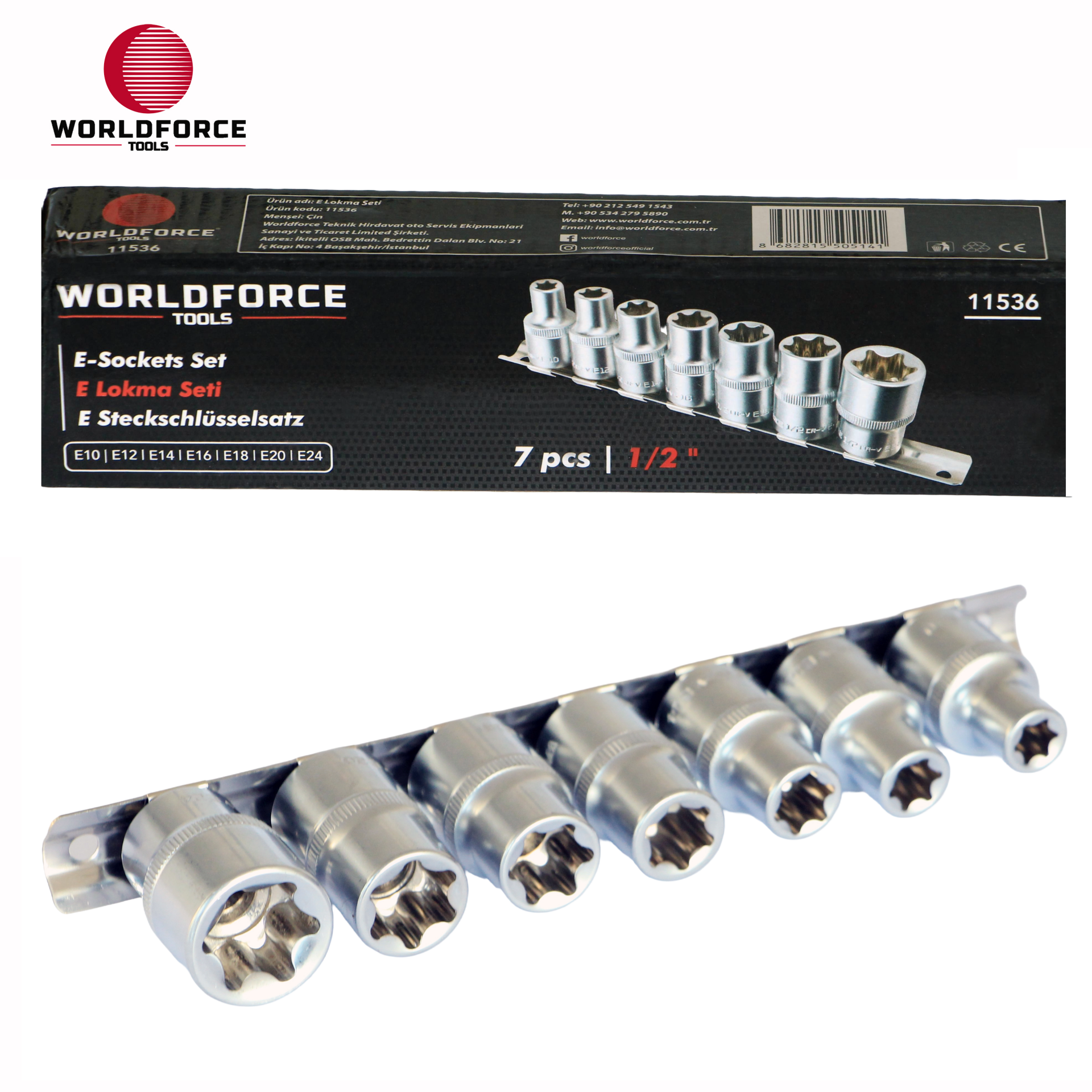 E Lokma Seti 7 Parça 1/2\'\' (E10,E12,E14,E16,E18,E20,E24mm)