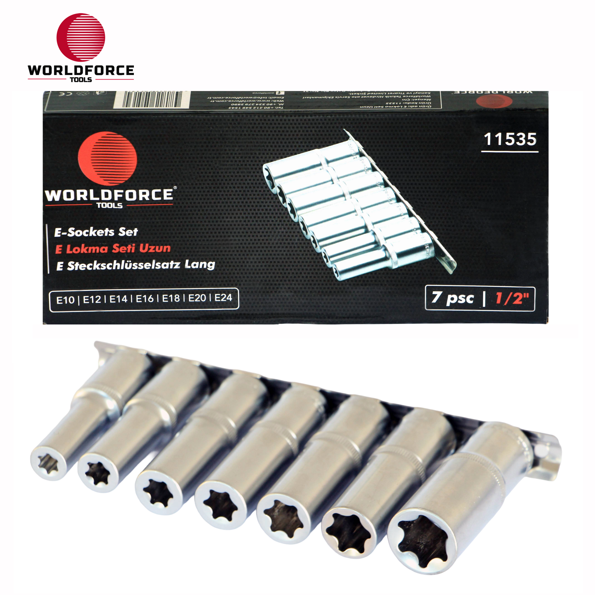 E Lokma Seti Uzun 7 Parça 1/2\'\' (E10,E12,E14,E16,E18,E20,E24mm)