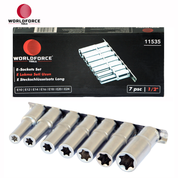 E Lokma Seti Uzun 7 Parça 1/2\'\' (E10,E12,E14,E16,E18,E20,E24mm)