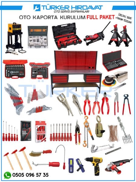 Oto Kaporta Kurulum Paketi-İzeltaş Seri-FULL PAKET-Tezgahlı